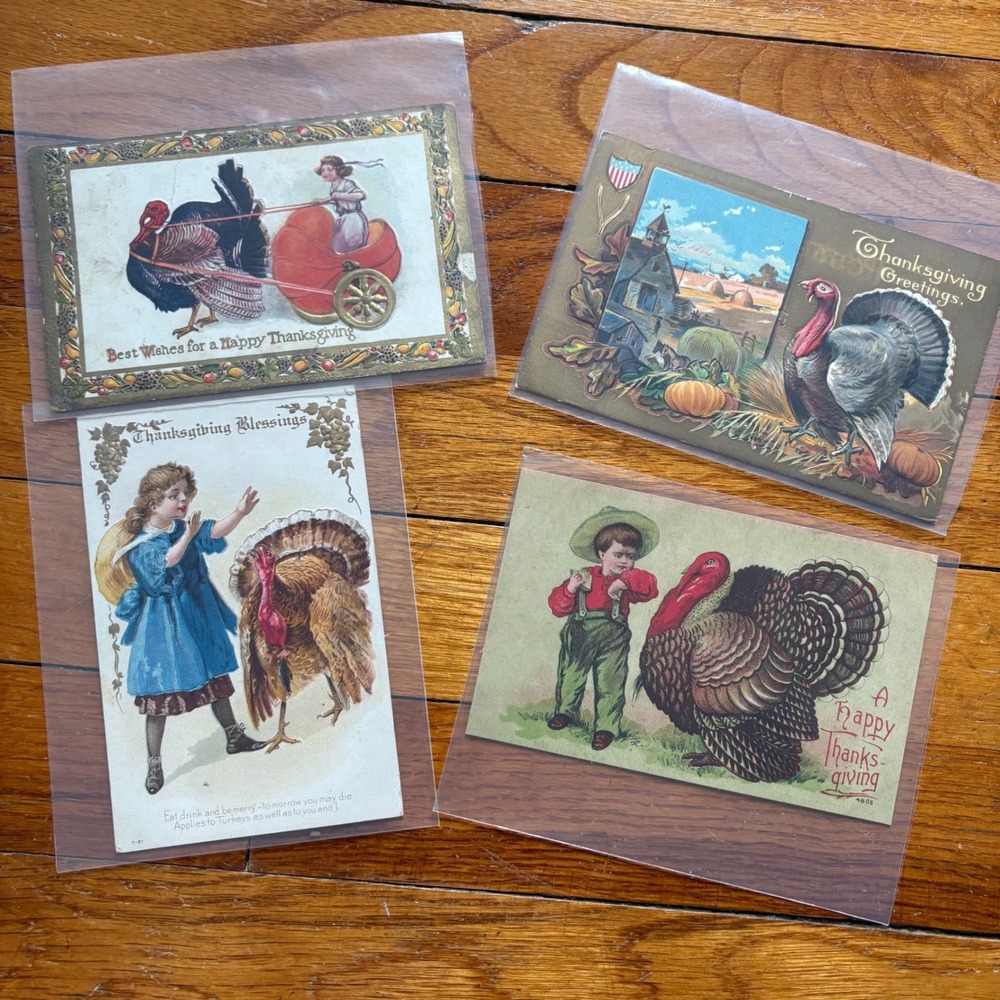Vintage Thanksgiving Postcards Lot 4 Turkey Harvest Americana